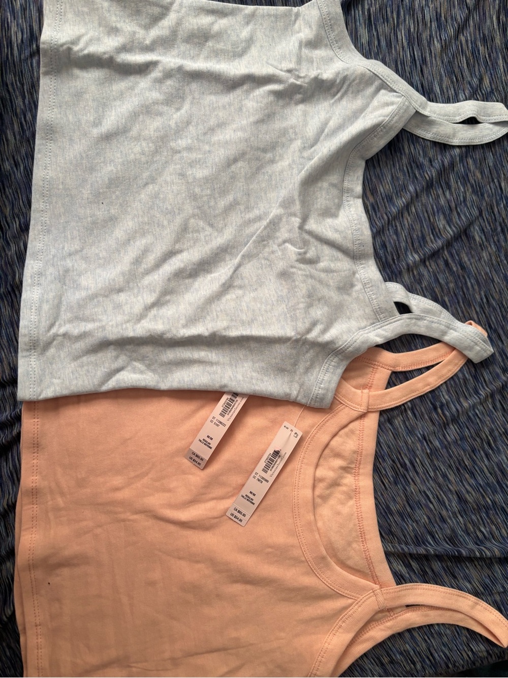 Victoria's Secret Light Gray & Peach Ribbed Tank Tops - Duo